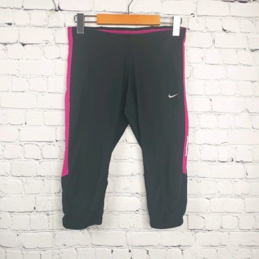 Nike Black Pink Running Tights Leggings Gym Yoga Activewear Workout Athletic - Picture 2 of 12